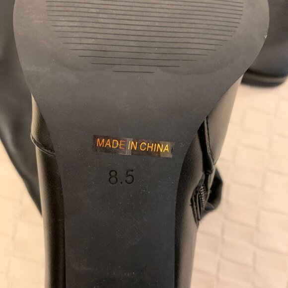 Knee High Tall Boots, Chunky Heel, Black, 8.5 - Picture 10 of 11